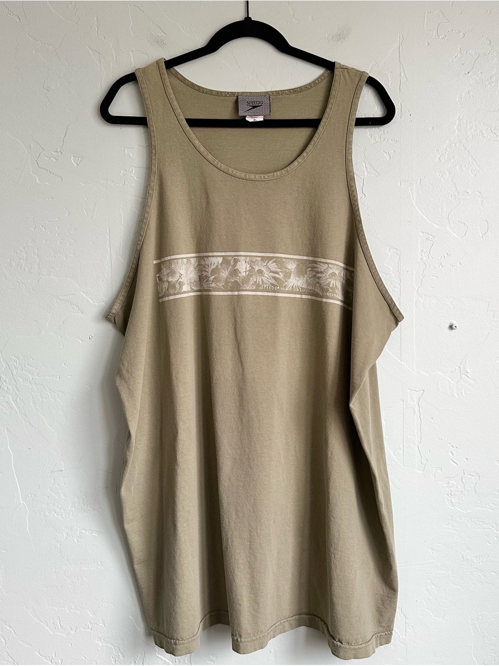 Vintage Speedo Green Tropical Muscle Tank Men’s XL Beach Pool Summer Vacation